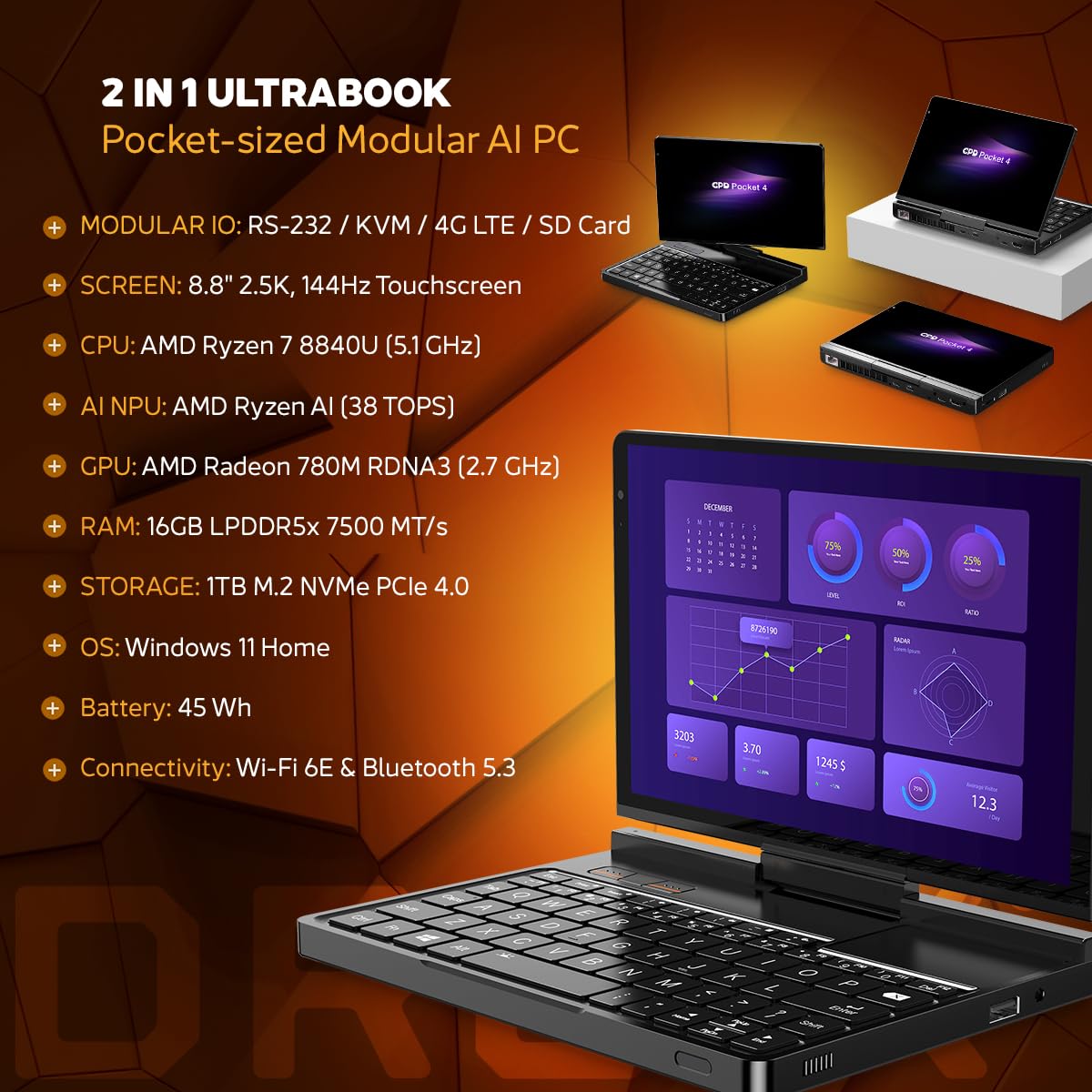 gpd-pocket-4-ryzen-7-8840u-radeon-780m-16go-1to-8-8-2-5k-144hz image 2