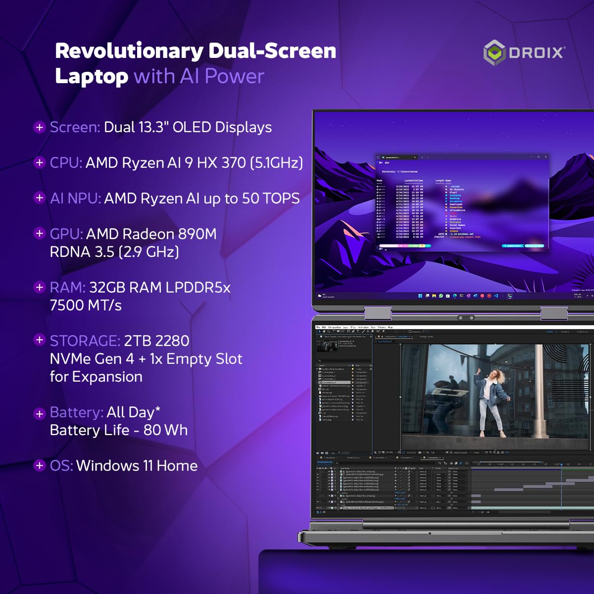gpd-duo-pc-portable-double-cran-13-3-oled-amd-ryzen-ai-9-hx-370-32go-2to image 2