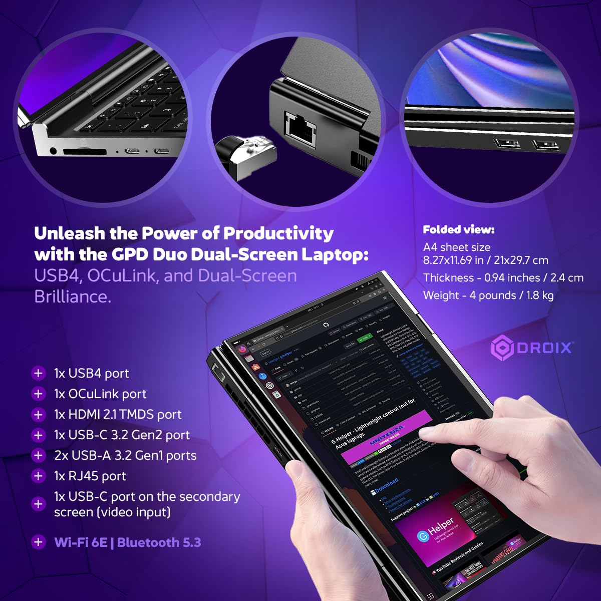 gpd-duo-pc-portable-double-cran-13-3-oled-amd-ryzen-ai-9-hx-370-32go-2to image 4