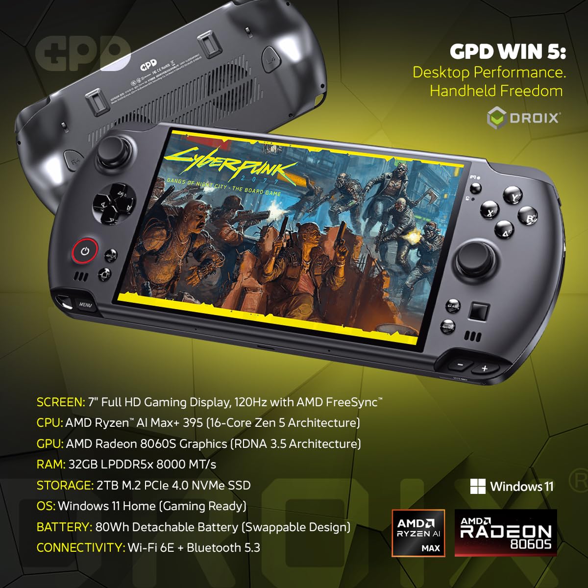 gpd-win-5-pc-de-jeu-portable-amd-ryzen-ai-max-395-32go-lpddr5x-2to-ssd-radeon-80 image 2